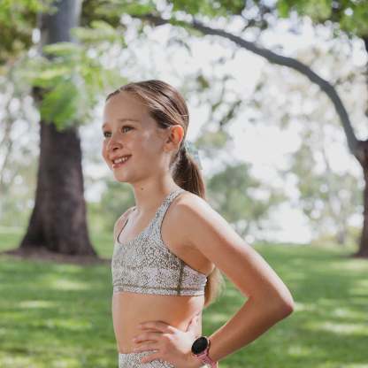 IMPI Strappy Girls Crop Top - Olive Snake
