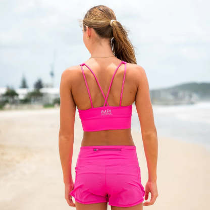 IMPI New Fit Longer Strappy Running Crop - Hot Pink
