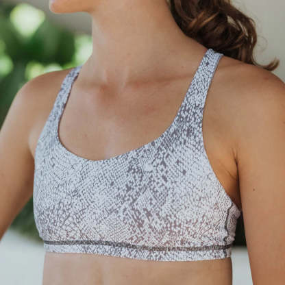 IMPI Strappy Running Bra Top - Steel Grey Snake