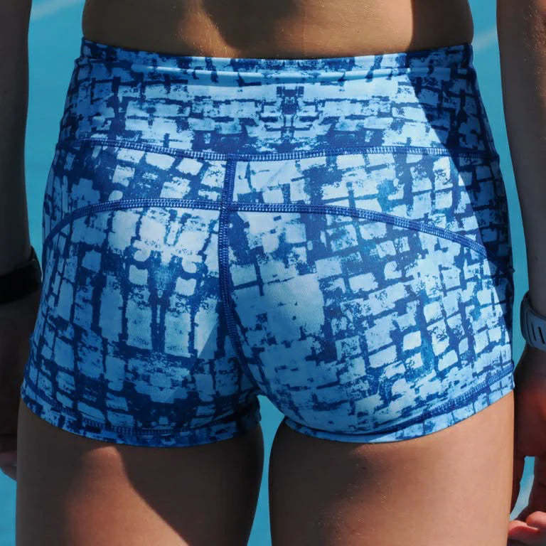 IMPI High Waist Bike Shorts - Blue Squares