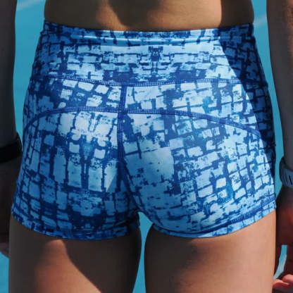 IMPI High Waist Bike Shorts - Blue Squares