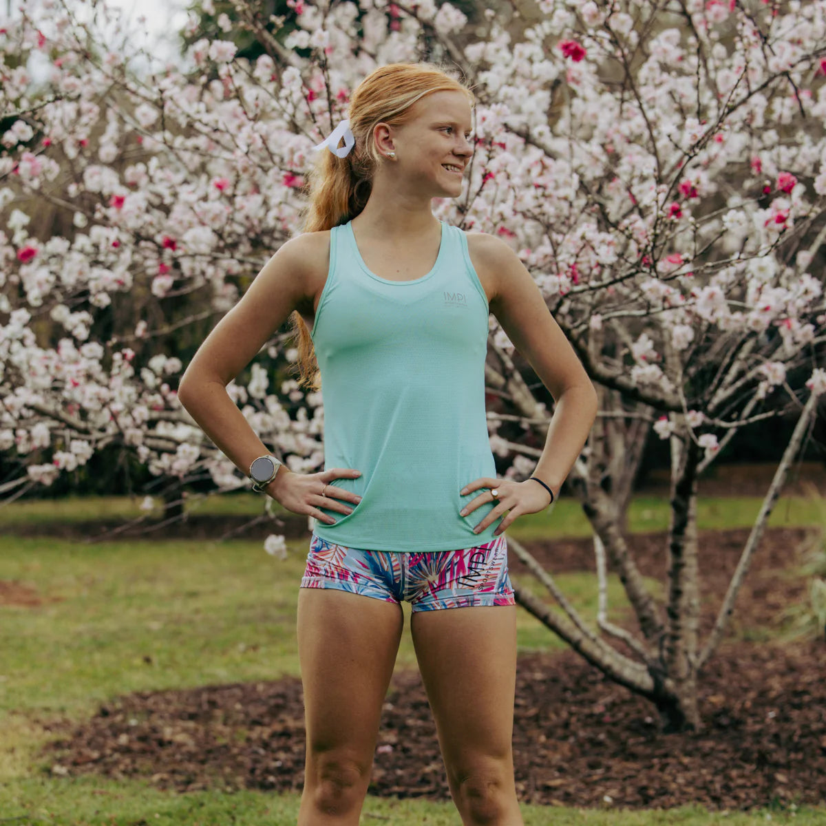 IMPI High Waist Bike Shorts - Coral Jungle