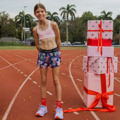 IMPI Girls Split Leg Running Short - Xmas Koalas