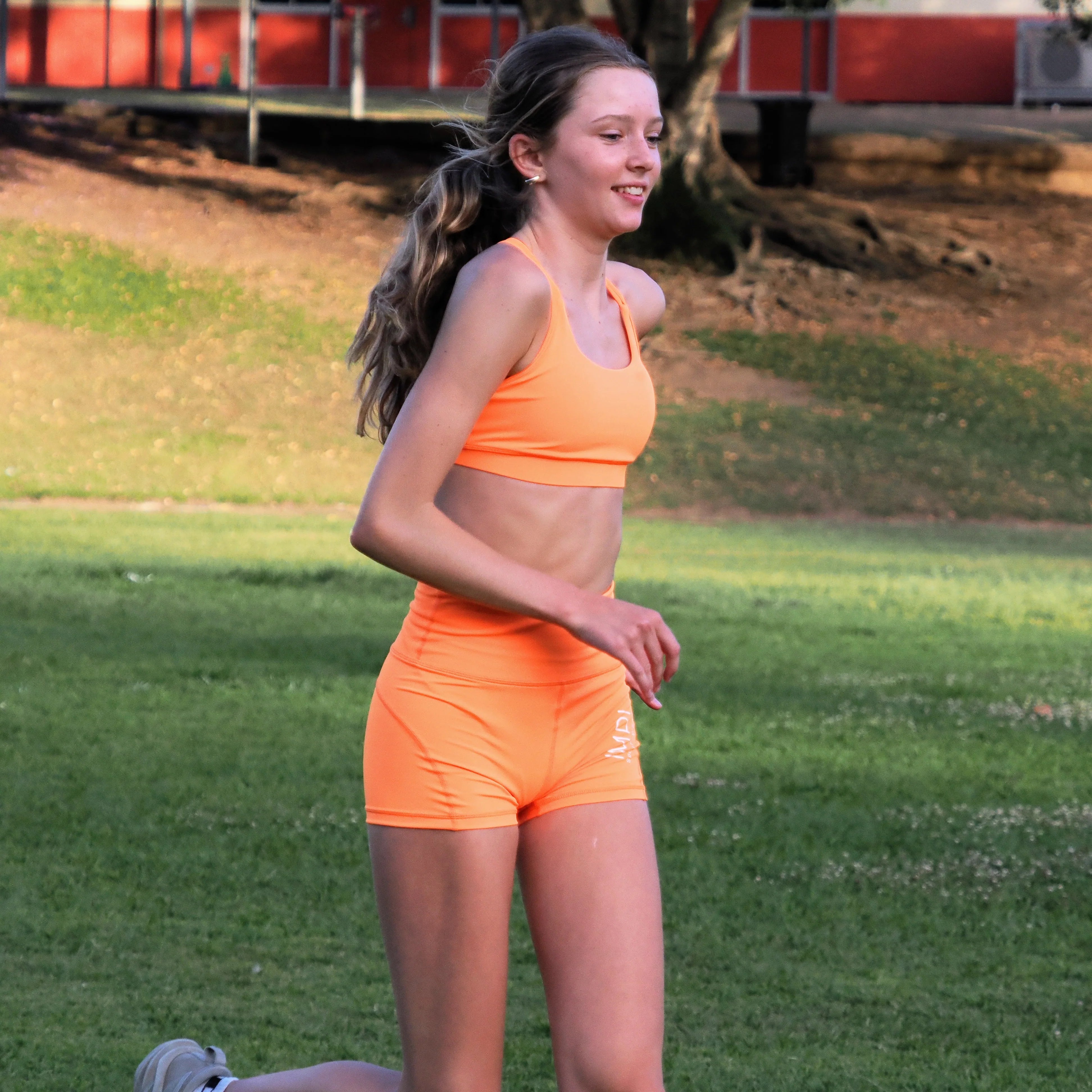 IMPI High Waist Bike Shorts- Fluoro Orange