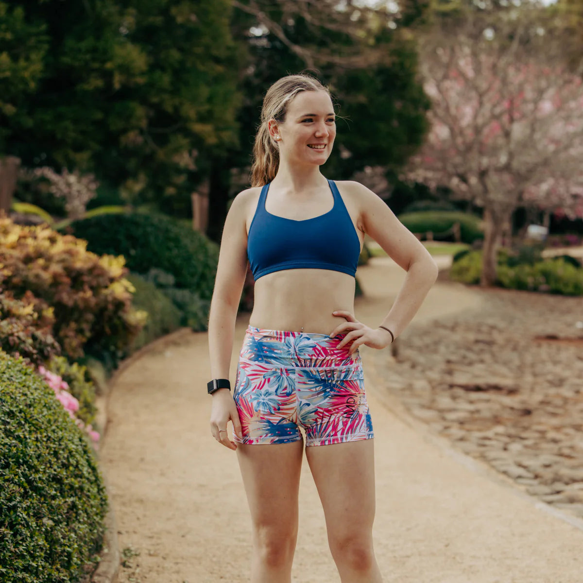 IMPI High Waist Bike Shorts - Coral Jungle