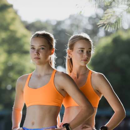 IMPI Strappy Girls Crop Top - Fluoro Orange