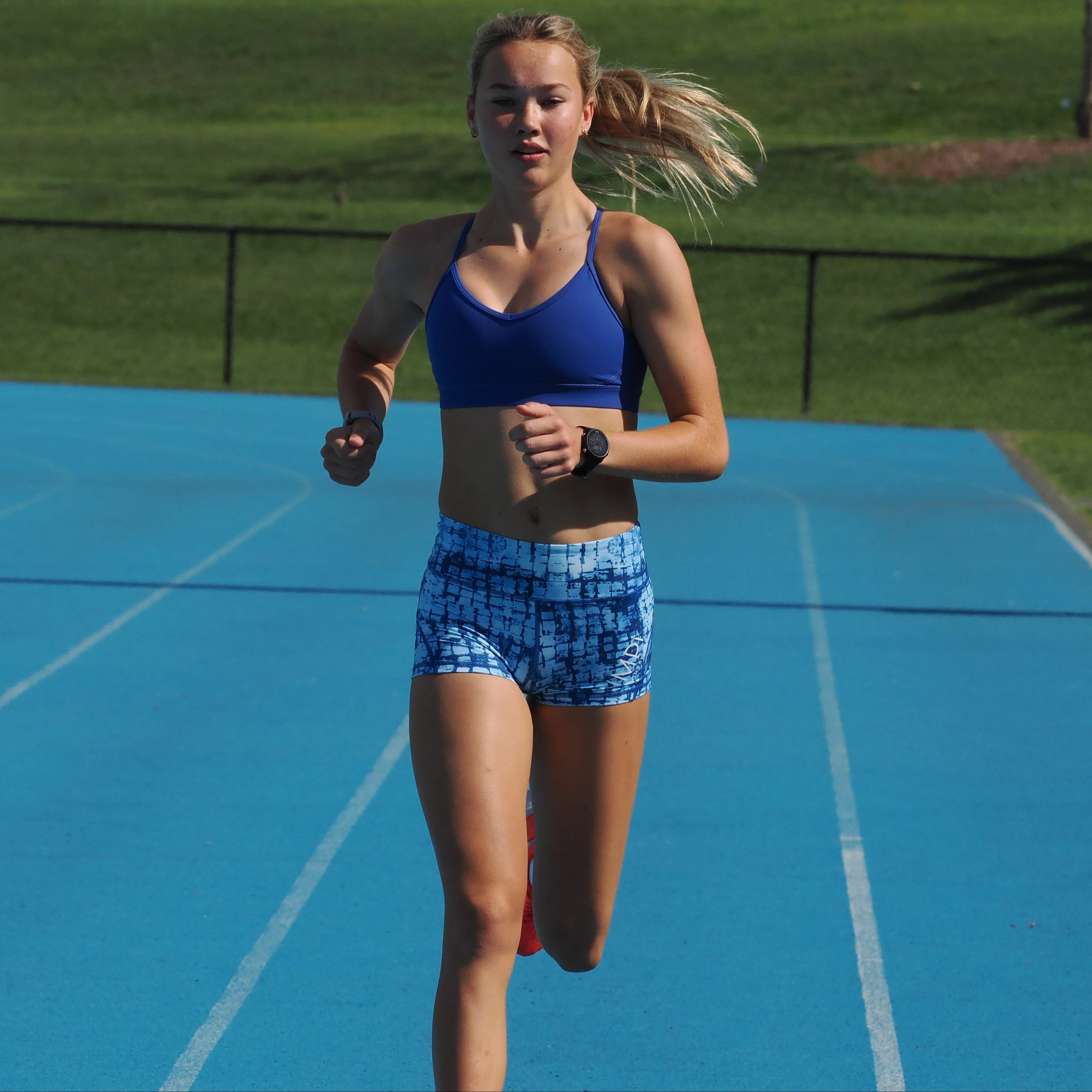 IMPI High Waist Bike Shorts - Blue Squares