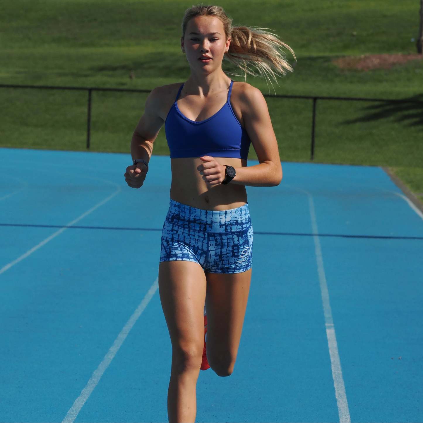 IMPI High Waist Bike Shorts - Blue Squares