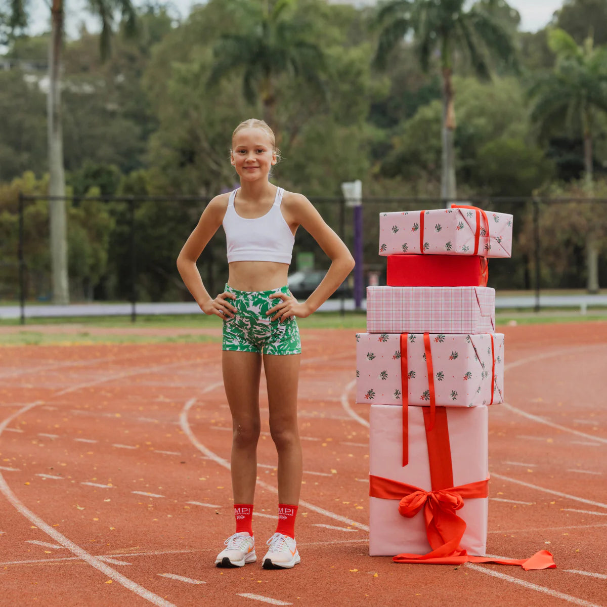IMPI High Waist Bike Shorts - Green Floral