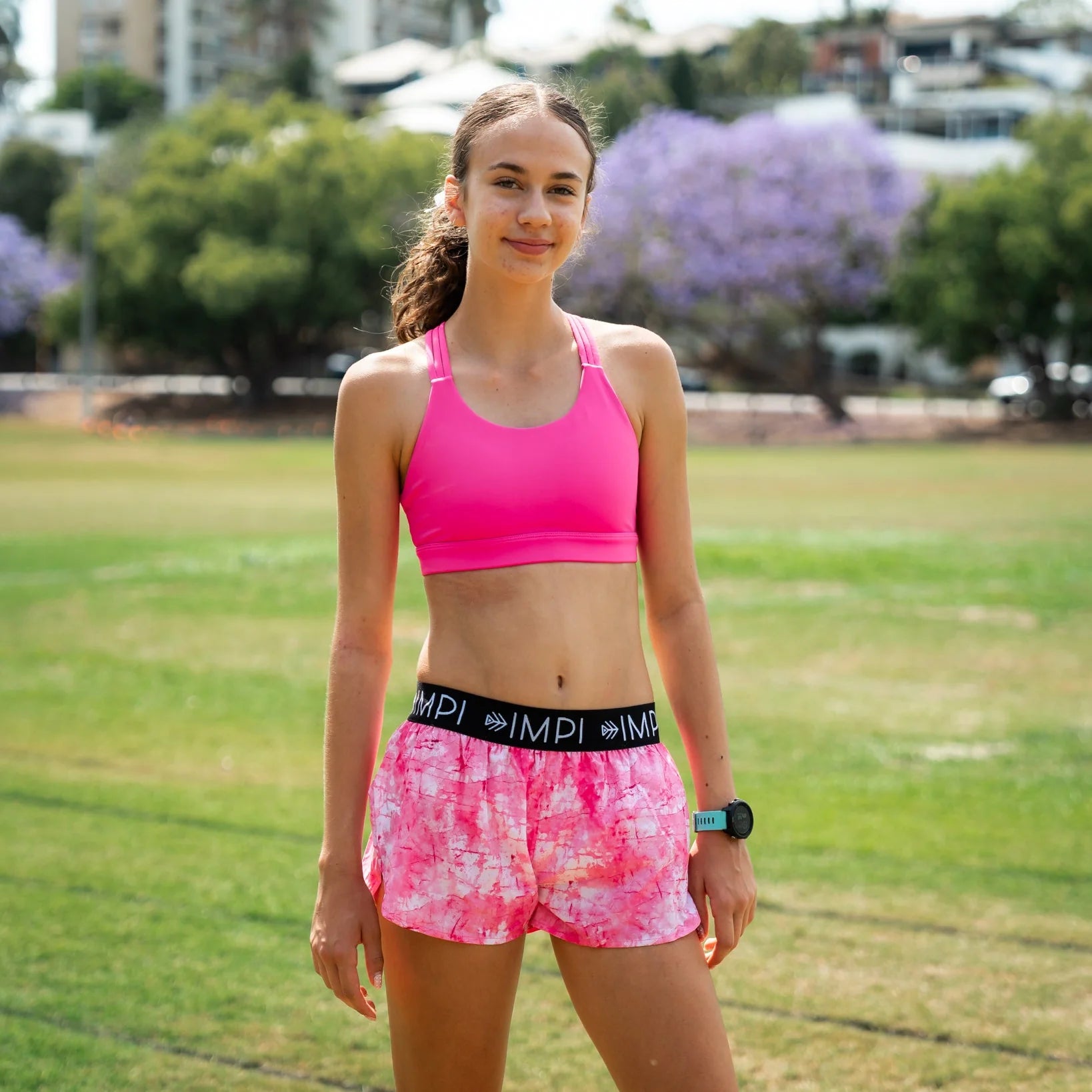 IMPI Girls Split Leg Running Short - Jaded Pink