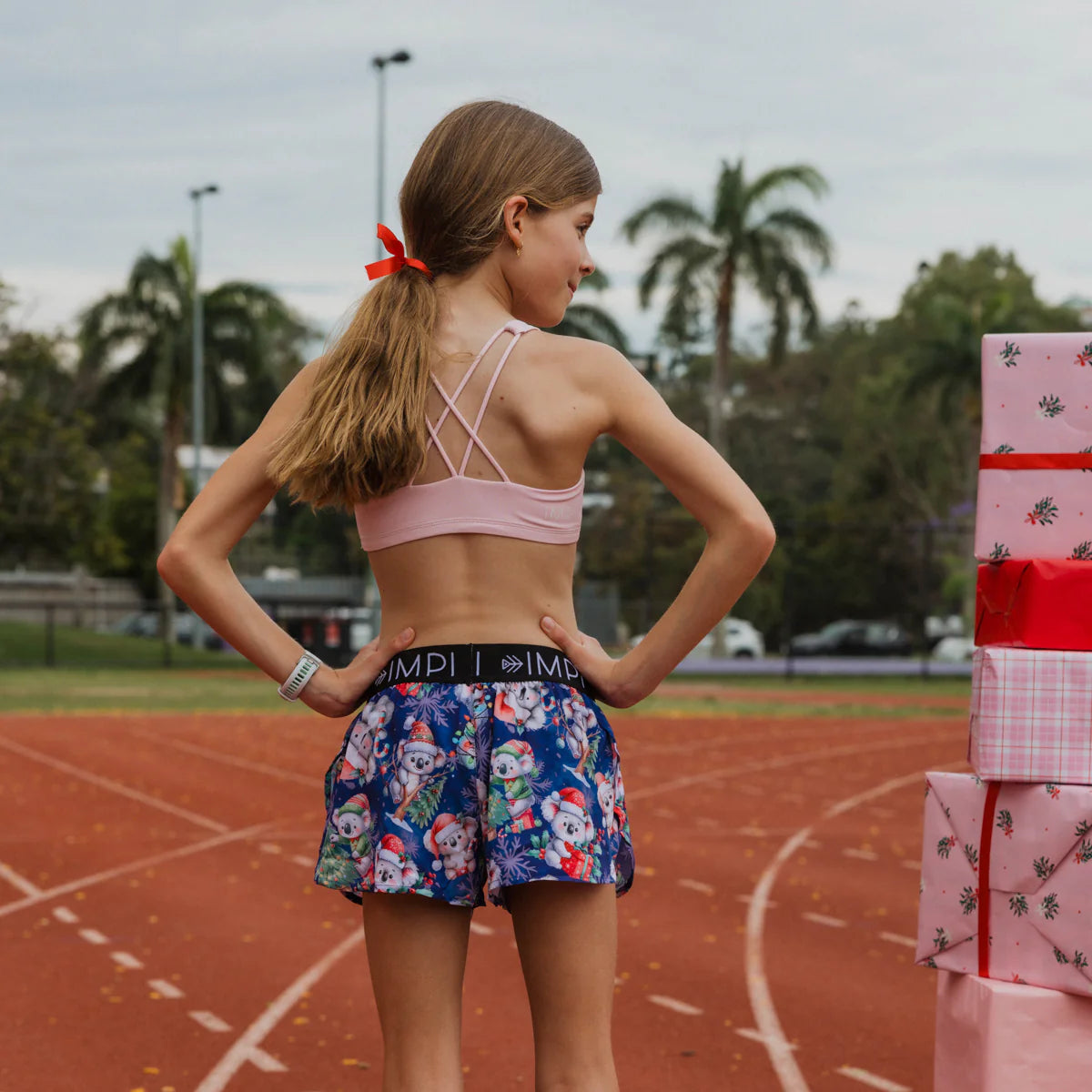 IMPI Girls Split Leg Running Short - Xmas Koalas