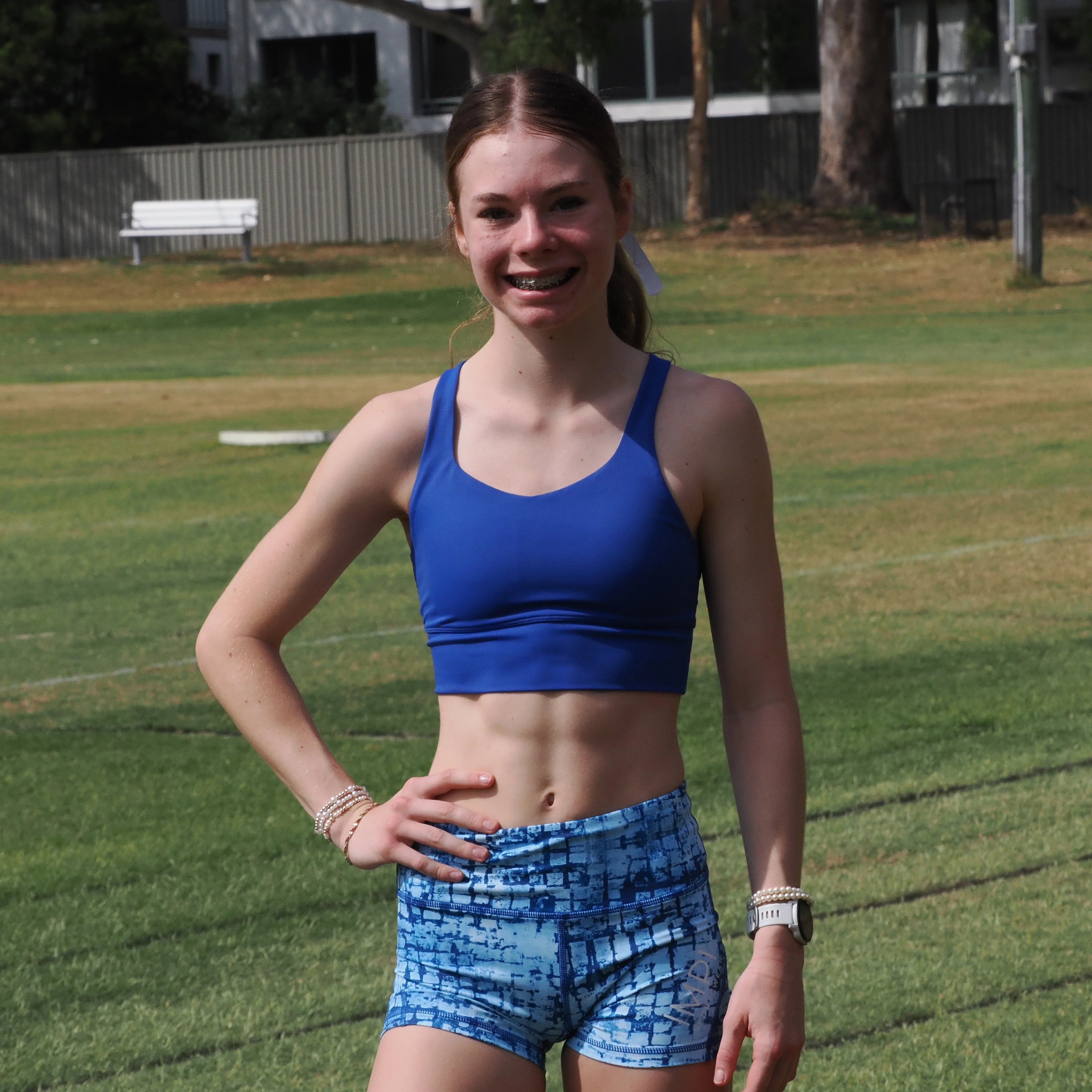 IMPI High Waist Bike Shorts - Blue Squares