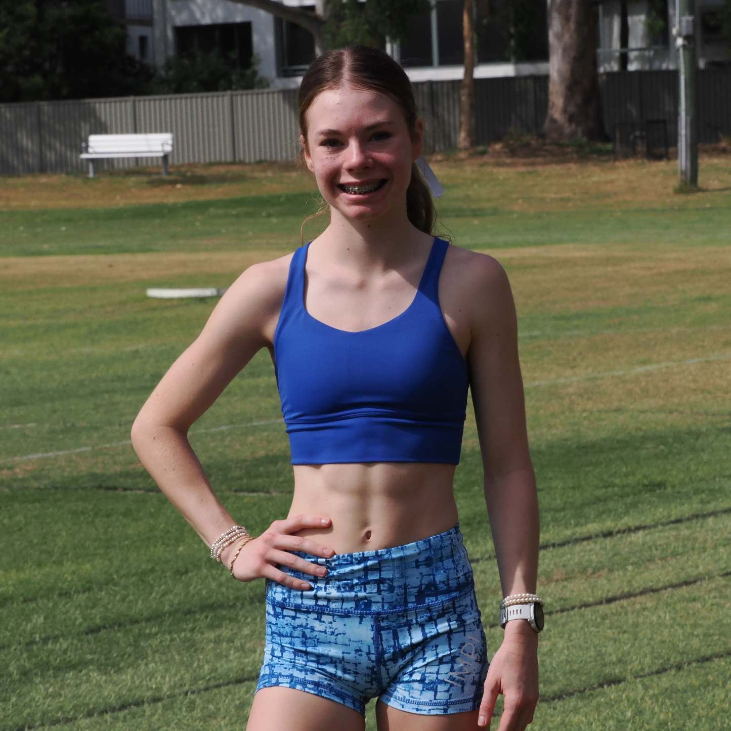 IMPI High Waist Bike Shorts - Blue Squares