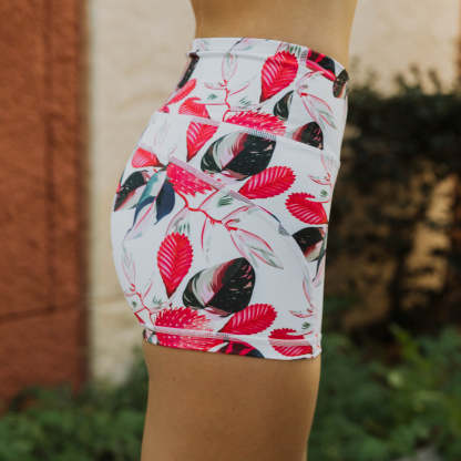 IMPI High Waist Bike Shorts - Watermelon Protea