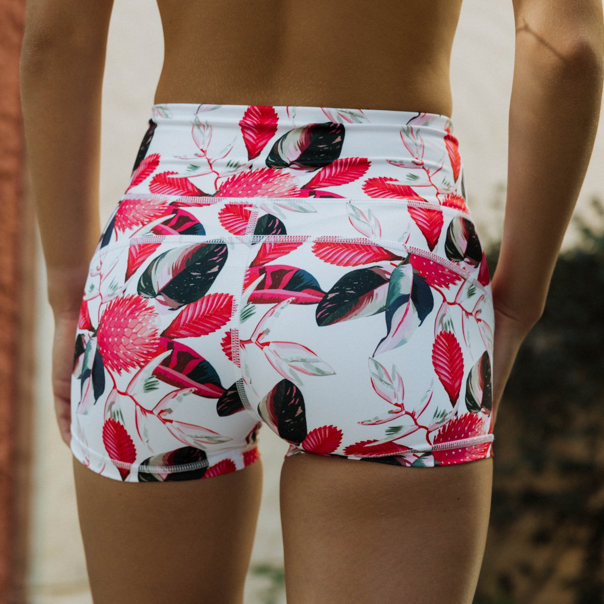 IMPI High Waist Bike Shorts - Watermelon Protea