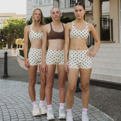 IMPI High Waist Bike Shorts - Cream & Chocolate Polka Dot