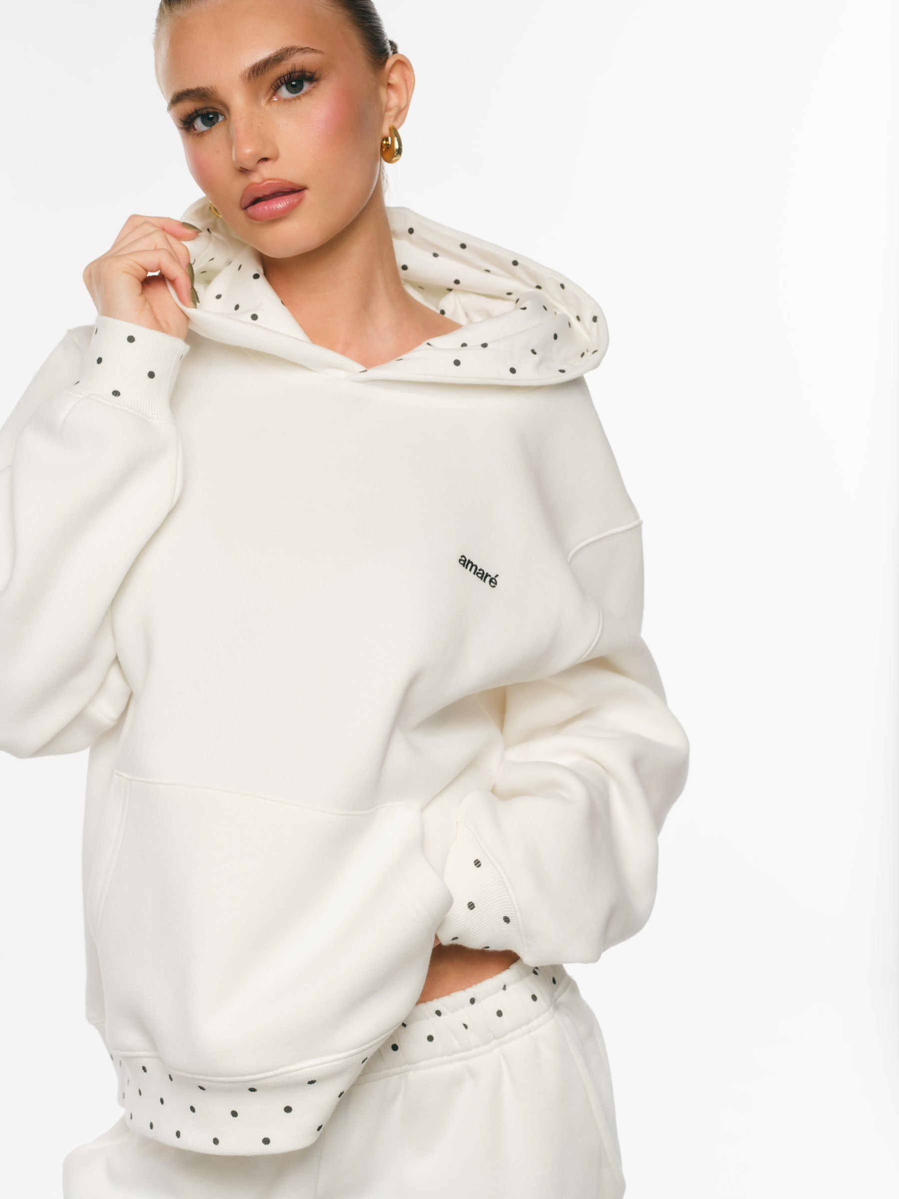 POLKA DOT HOODIE (SOFT WHITE) *PRE-ORDER*