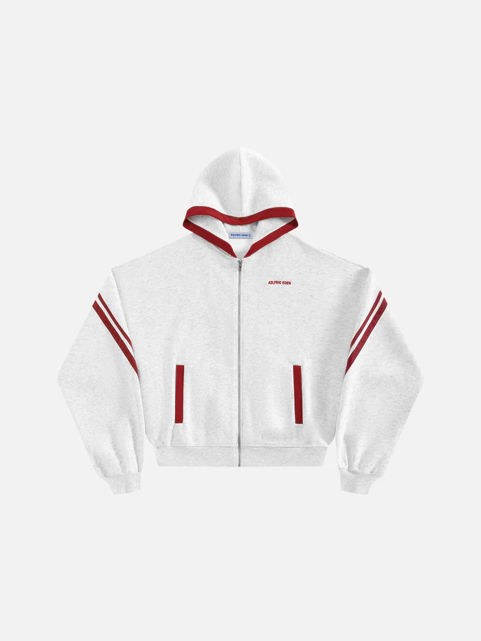 Aelfric Eden Boxy Contrast Stripe Zip Up Hoodie