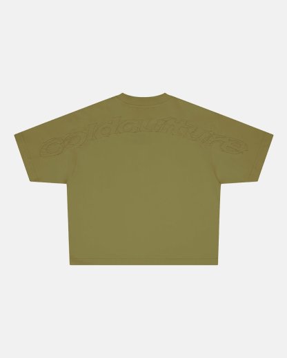 DISTRESS CURVED TEE GREEN