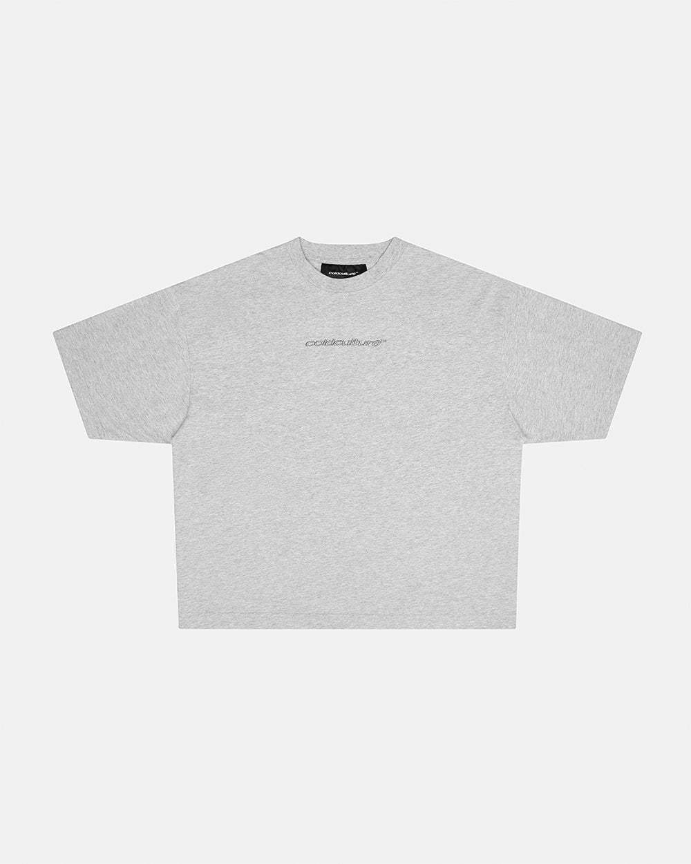 DISTRESS CURVED TEE HEATHER GREY