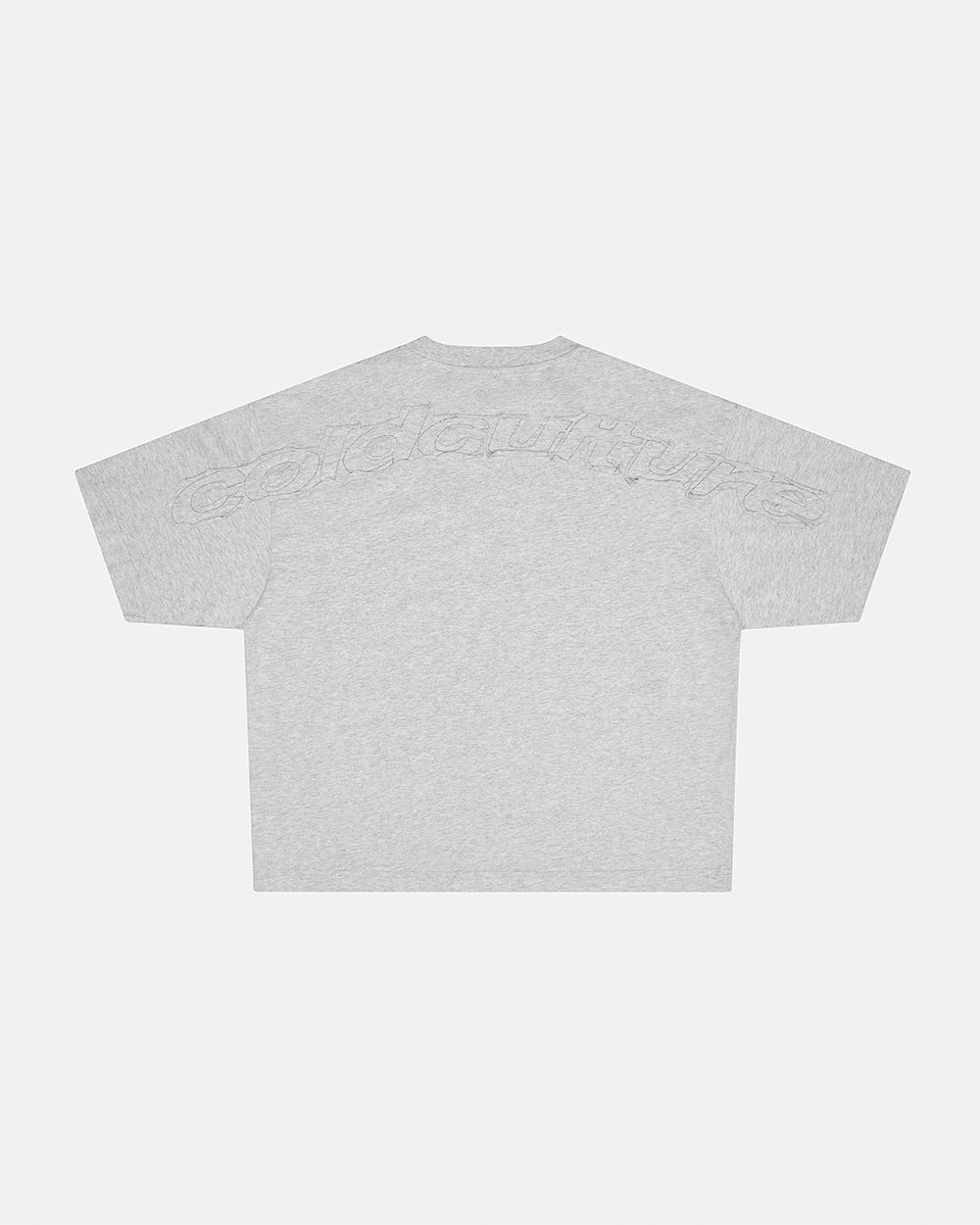 DISTRESS CURVED TEE HEATHER GREY