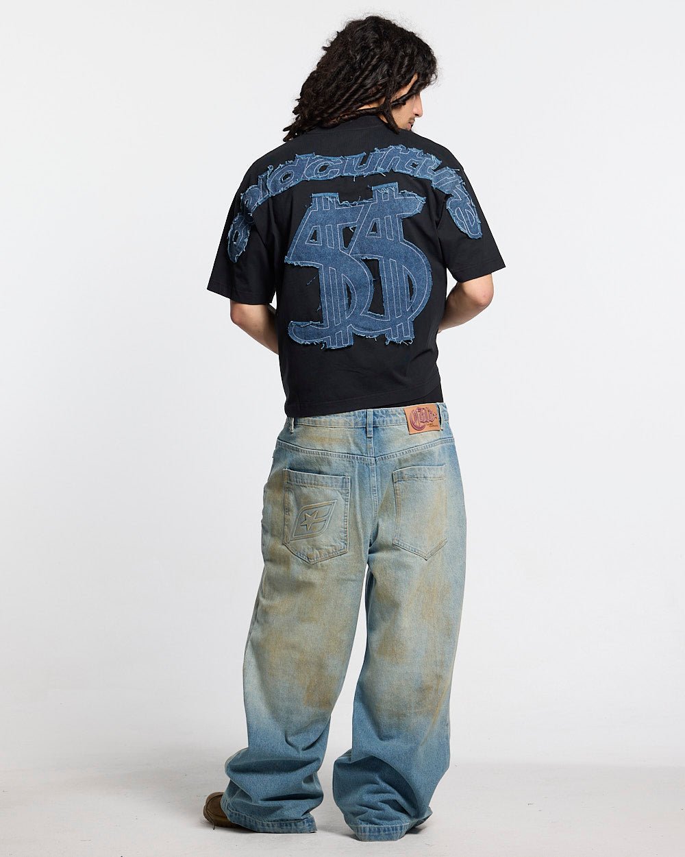 DISTRESSED DOLLAR TEE BLACK