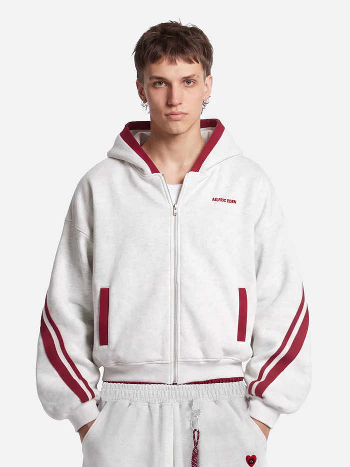 Aelfric Eden Boxy Contrast Stripe Zip Up Hoodie