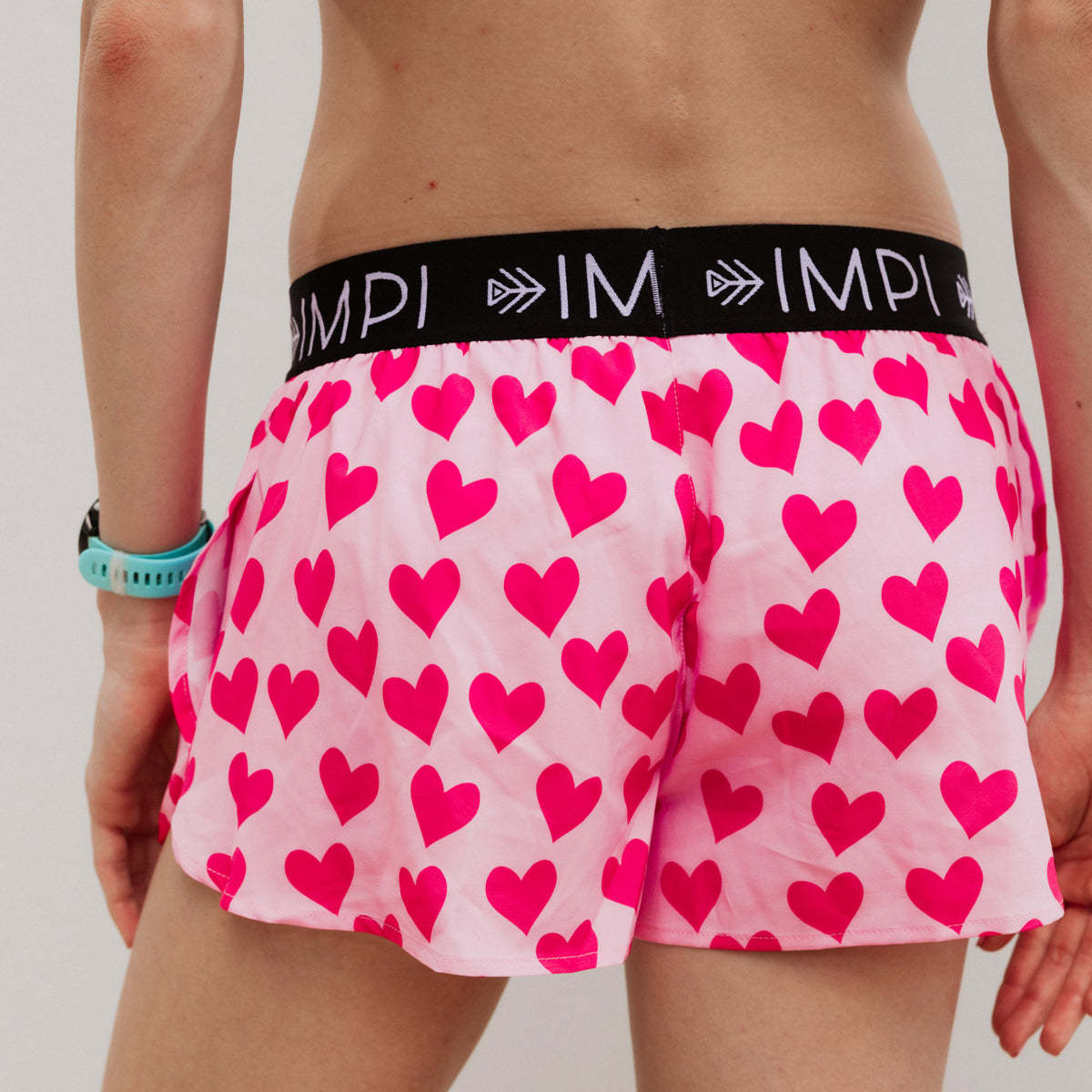 IMPI Girls Split Leg Running Short - Pink Hearts