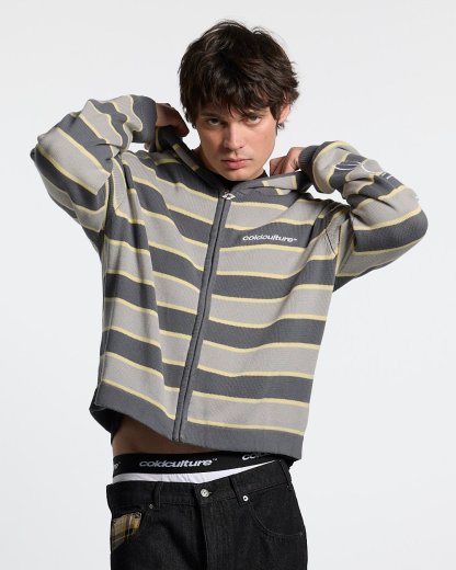 TRIPPY STOP ZIP KNIT GREY