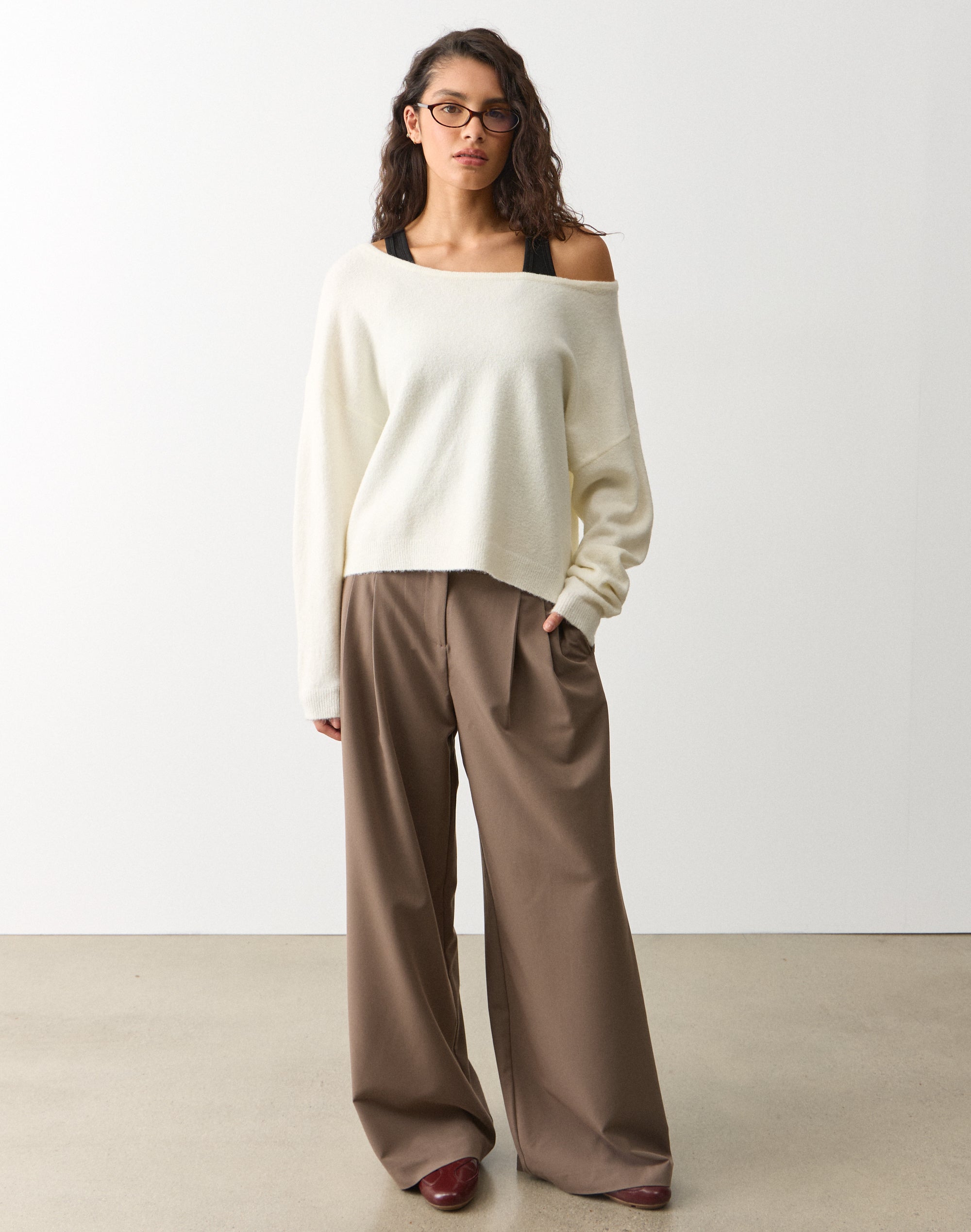 Off Shoulder Knit Long Sleeve
