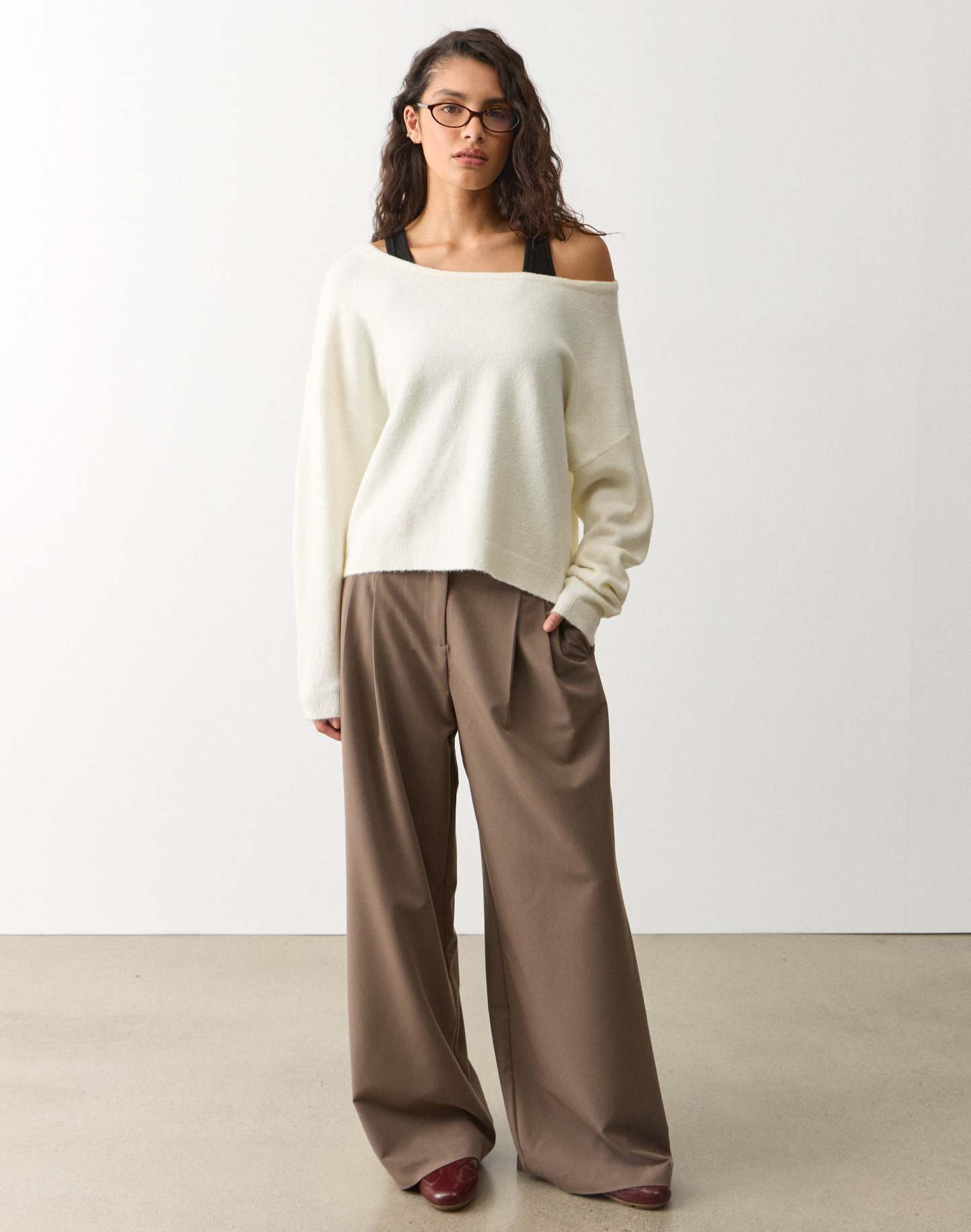 Off Shoulder Knit Long Sleeve