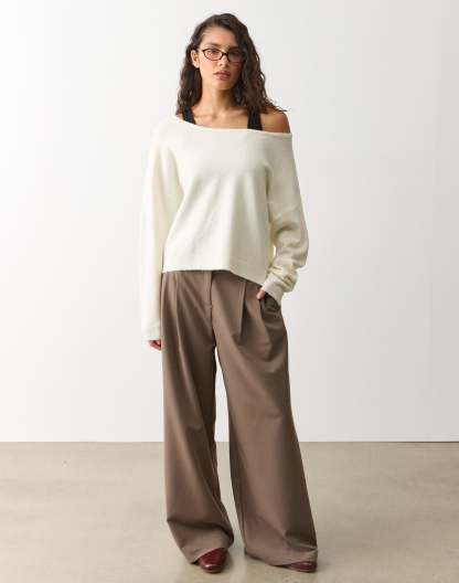 Off Shoulder Knit Long Sleeve