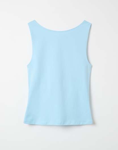 Cotton High Boat Neck Fitted Tank
