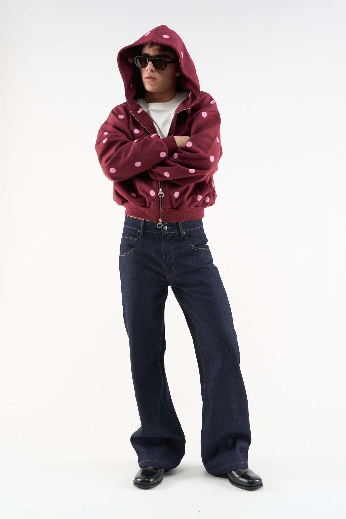 Dots Burgundy Zipper