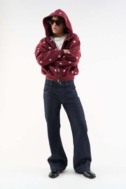 Dots Burgundy Zipper
