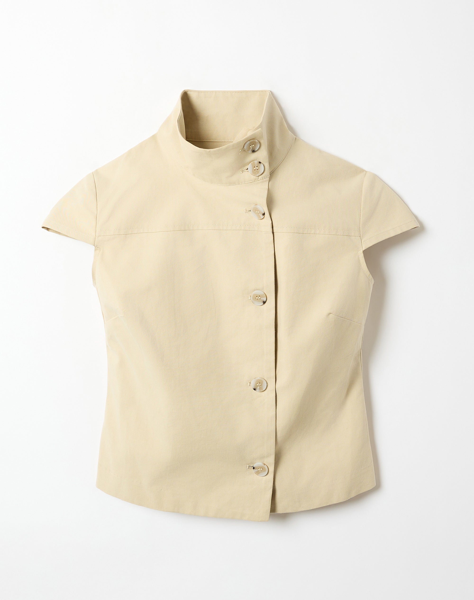 Funnel Neck Button Up Blouse