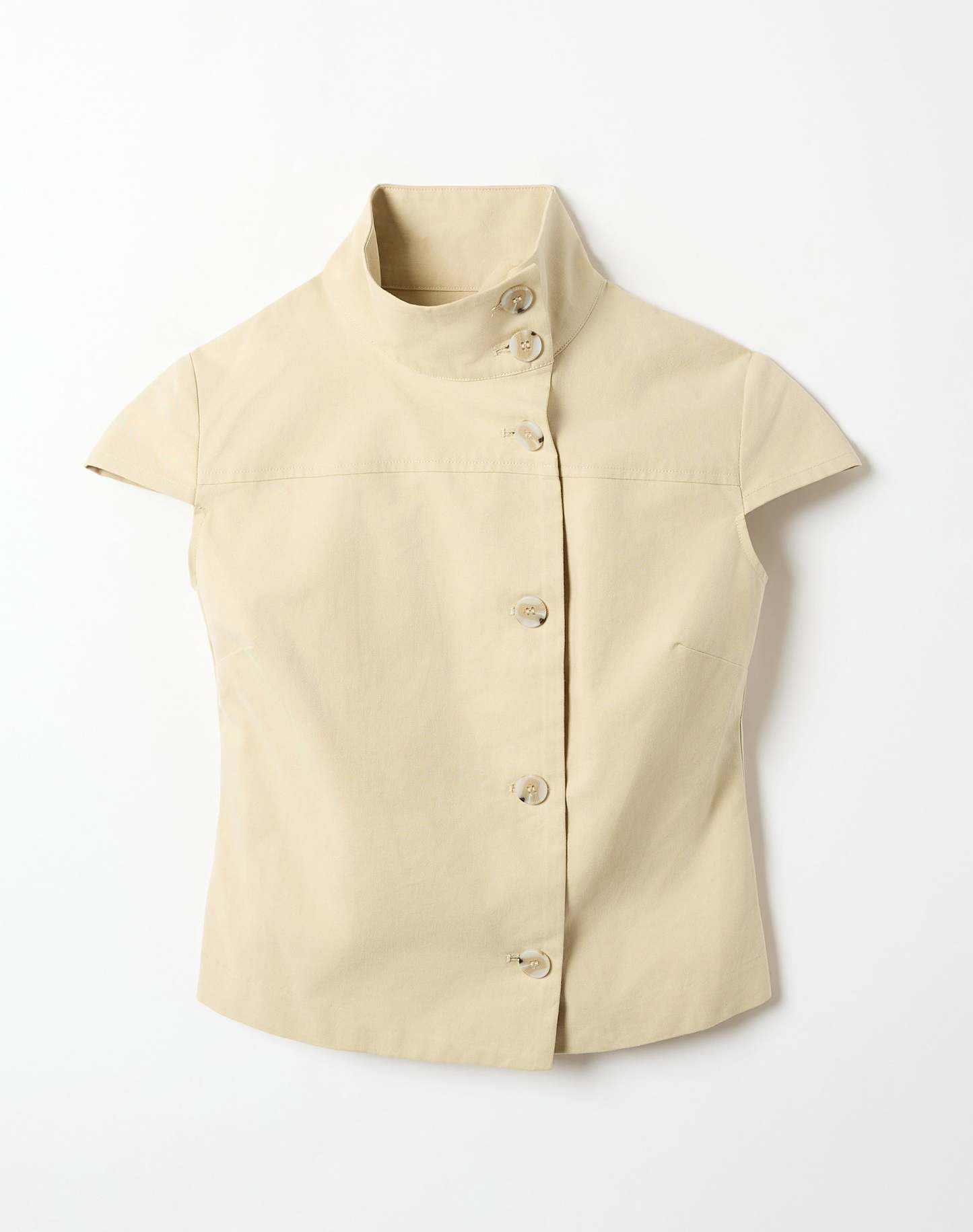 Funnel Neck Button Up Blouse