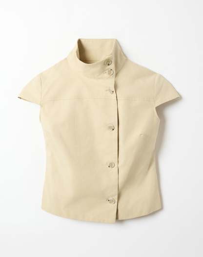 Funnel Neck Button Up Blouse