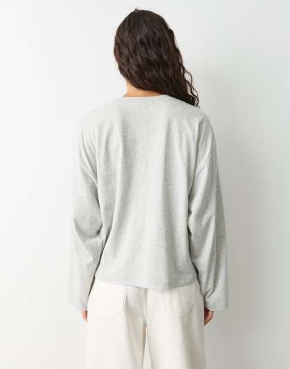 Cotton Boxy Long Sleeve Top