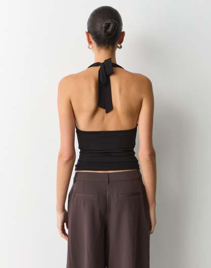 Knot Cowl Neck Halter Top