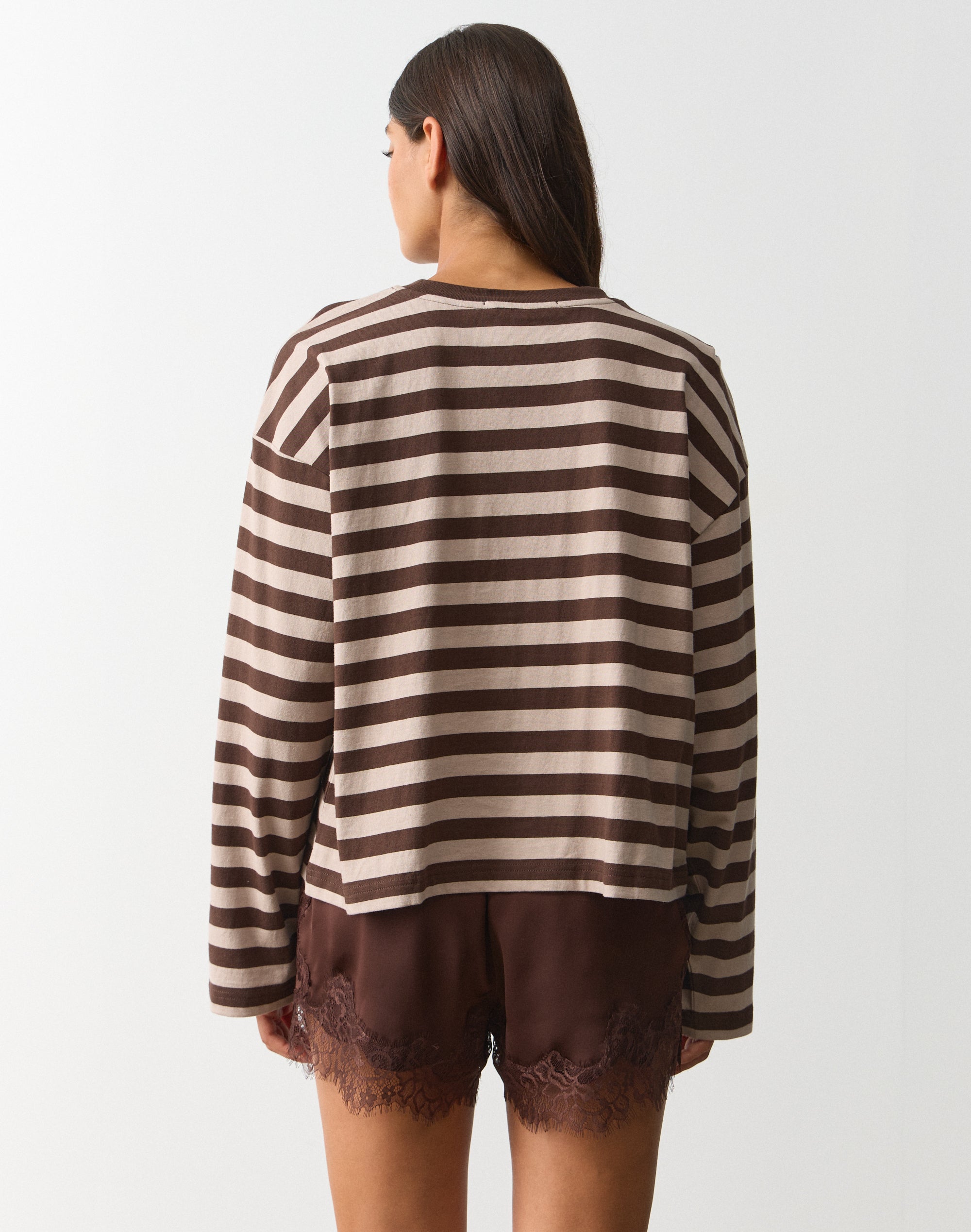 Stripe Cotton Boxy Long Sleeve Top
