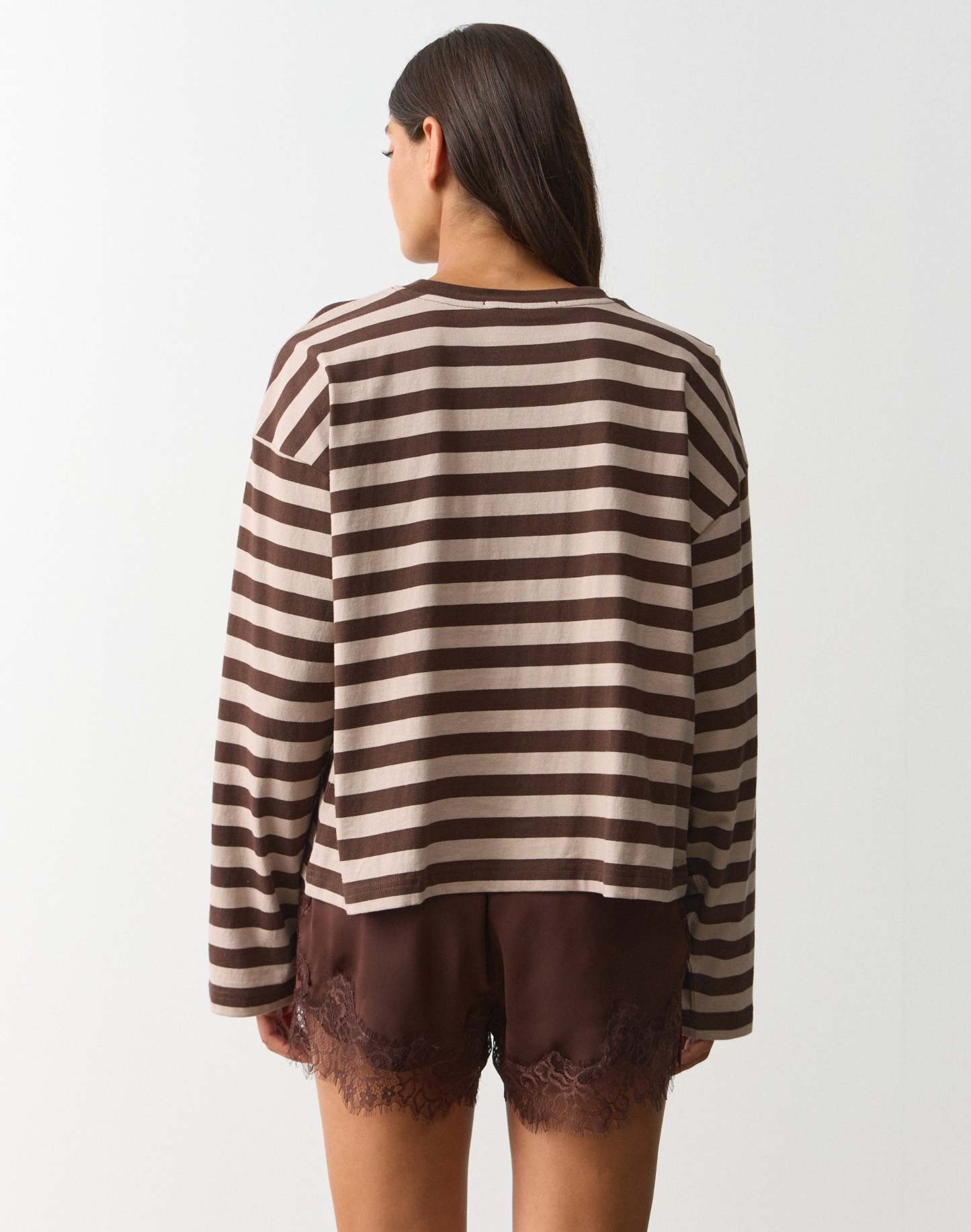 Stripe Cotton Boxy Long Sleeve Top