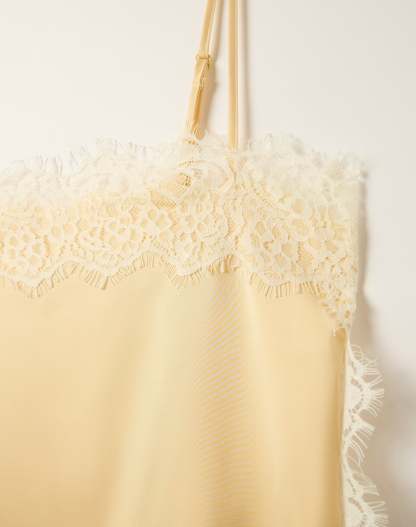 Lace Trim Satin Square Neck Cami