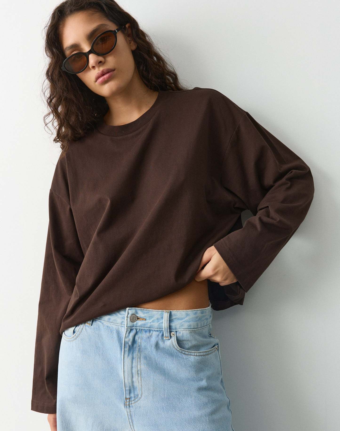 Cotton Boxy Long Sleeve Top