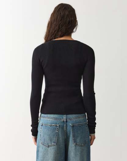 Rib Button Up Knit Cardigan