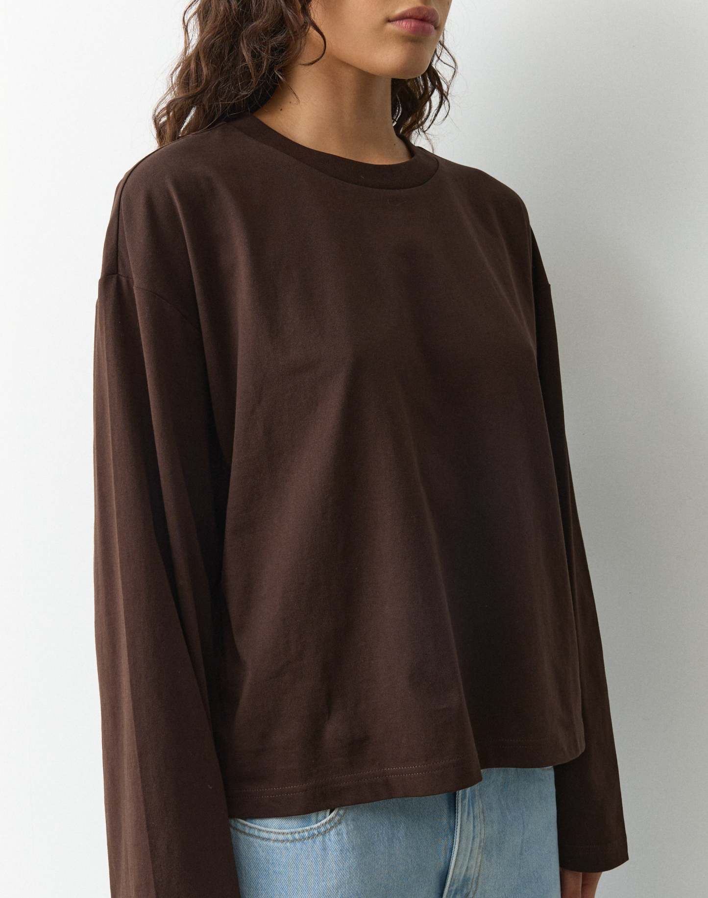 Cotton Boxy Long Sleeve Top