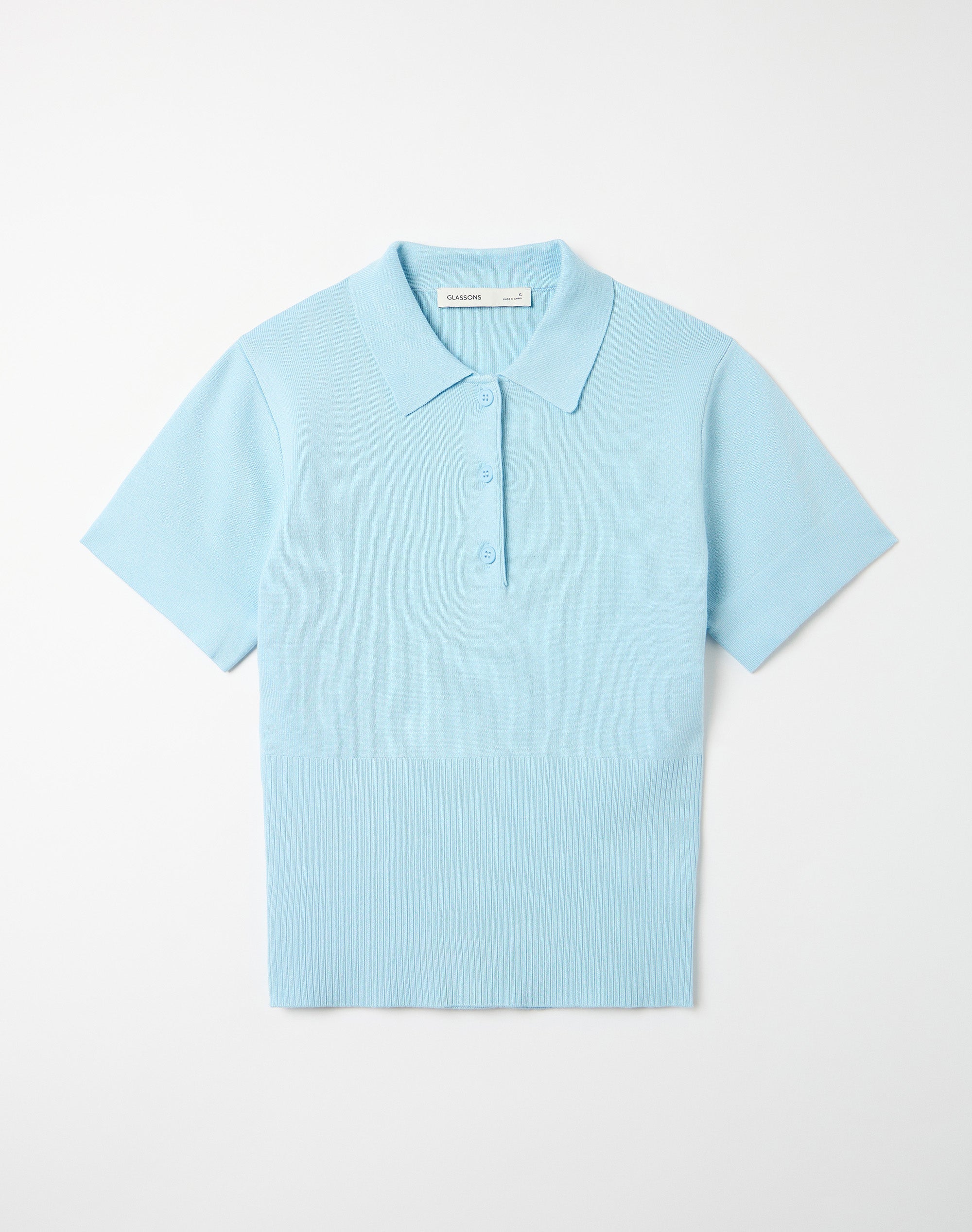 Knit Rib Waist Polo Top