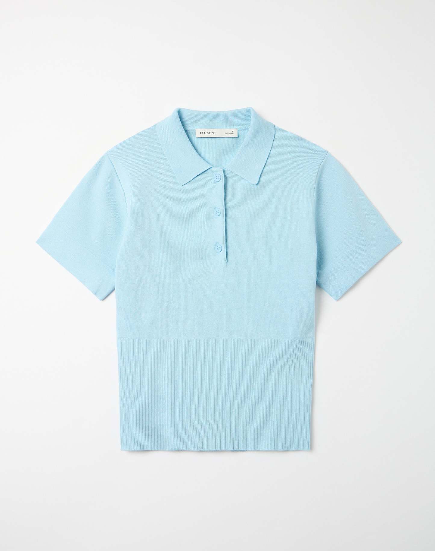 Knit Rib Waist Polo Top