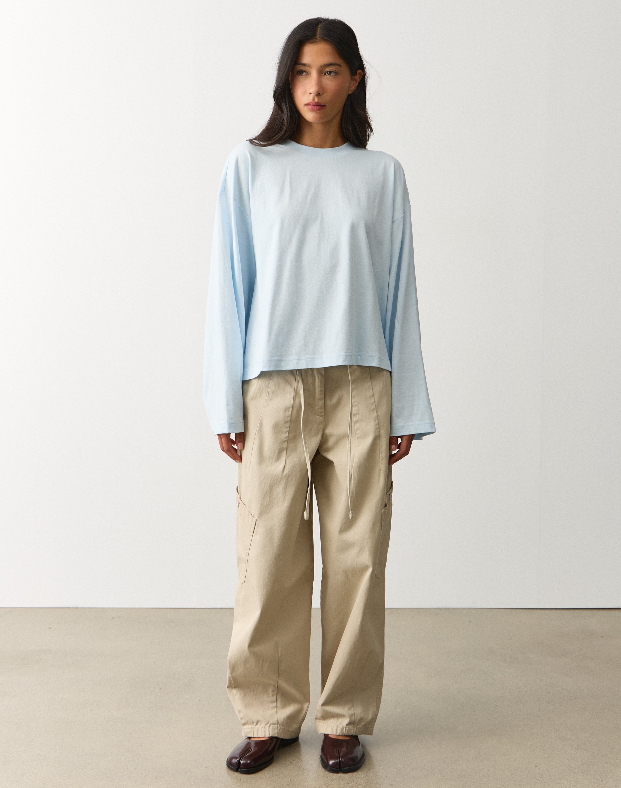 Cotton Boxy Long Sleeve Top