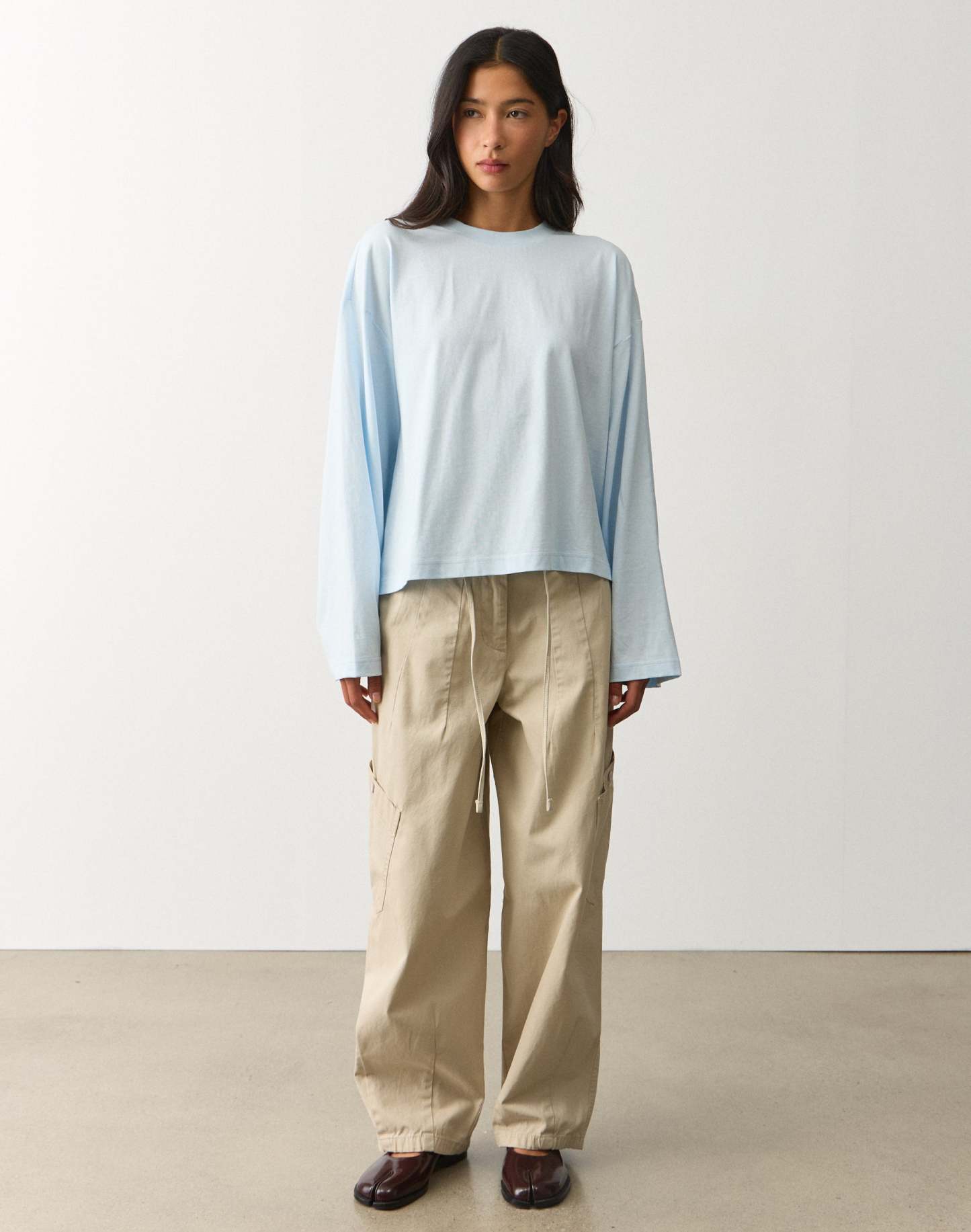 Cotton Boxy Long Sleeve Top